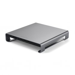 USB-C Aluminum Monitor Stand Hub för iMac, USB 3.0 portar, kortläsare och 3.5mm-uttag Space Gray