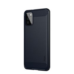 Xiaomi Poco M3 Cover Børstet Karbonfibertekstur Blå