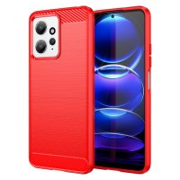 Xiaomi Redmi Note 12 Cover Børstet Karbonfibertekstur Rød
