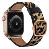 Apple Watch 42/44/45mm Armbånd Ægte Læder Leopard Print