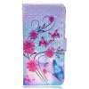 Samsung Galaxy S10 Plånboksetui Kortholder Motiv Lyserød Blommor och Fjäril