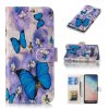 Samsung Galaxy S10 Plånboksetui Kortholder Motiv Blåa Fjärilar och Blommor