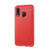 Samsung Galaxy A40 Cover Børstet Kulfibertekstur TPU Rød
