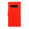 Samsung Galaxy S10 Plånboksfodral Kortfack Blockmönster Röd