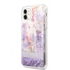 iPhone 11 Cover Liquid Glitter Flower Pattern Lilla