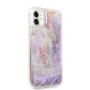 iPhone 11 Cover Liquid Glitter Flower Pattern Lilla