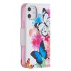iPhone 12 Mini Etui Motiv Fjärilar och Färgglada Blommor