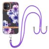 iPhone 12/iPhone 12 Pro Cover Blomstermønster Strop Lilla Begonia