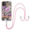 iPhone 12/iPhone 12 Pro Cover Blomstermønster Strop Lilla Pioner