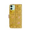 iPhone 12 Mini Etui Krokodillemønster Glitter Guld