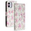 iPhone 12 Pro Max Etui Motiv Lyserød Blommor på Hvidt