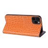 iPhone 13 Pro Etui Krokodillemønster Glitter Flip Orange
