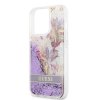 iPhone 13 Pro Max Cover Liquid Glitter Flower Pattern Lilla