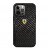 iPhone 13 Pro Max Cover Real Carbon Metal Logo Sort