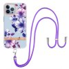 iPhone 13 Pro Cover Blomstermønster Strop Lilla Begonia