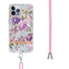 iPhone 13 Pro Cover Blomstermønster Strop Lilla Pioner