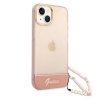 iPhone 14 Plus Cover Translucent with Strap Lyserød