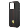 iPhone 14 Pro Max Cover Embossed Stripes Rød