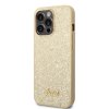 iPhone 14 Pro Max Cover Glitter Flakes Metal Logo Guld