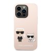 iPhone 14 Pro Cover Liquid Silicone Karl & Choupette Lyserød