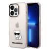 iPhone 14 Pro Cover Printed Choupette Transparent Lyserød