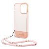 iPhone 14 Pro Cover Translucent with Strap Lyserød