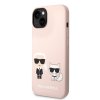 iPhone 14 Cover Liquid Silicone Karl & Choupette MagSafe Lyserød