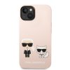 iPhone 14 Cover Liquid Silicone Karl & Choupette MagSafe Lyserød