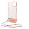 iPhone 14 Cover Translucent with Strap Lyserød