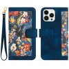 iPhone 15 Pro Max Etui Blomstermønster Mørkeblå