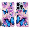 iPhone 15 Pro Max Etui Motiv Lilla Blomster Blå Sommerfugle