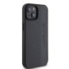 iPhone 15 Cover Carbon Effect Leather Stripe AMG Sort