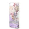 iPhone 7/8/SE Cover Liquid Glitter Flower Pattern Lilla