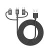 Kabel 3in1 Micro-USB/USB-C/Lightning 1m Sort