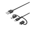 Kabel 3in1 Micro-USB/USB-C/Lightning 1m Sort