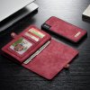 Mobilplånbok Folio till iPhone Xs Max Bondet læder Löstagbart Cover Blixtlås Rød