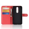 Nokia 5.1 Plus Plånboksetui PU-læder Litchi Rød