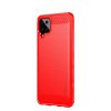 Samsung Galaxy A12 Cover Børstet Karbonfibertekstur Rød