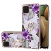 Samsung Galaxy A12 Cover Ring Marmormønster Lilla Blomster