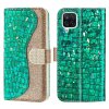 Samsung Galaxy A22 4G Etui Glitter Stribe Grøn
