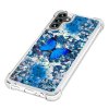 Samsung Galaxy A34 5G Cover Glitter Motiv Blå Sommerfugl