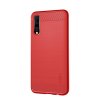 Samsung Galaxy A50 Cover Børstet Kulfibertekstur TPU Rød