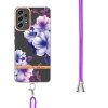 Samsung Galaxy A53 5G Cover Blomstermønster Strop Lilla Begonia