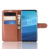 Samsung Galaxy S10 Mobilplånbok Litchi PU-læder Brun