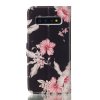 Samsung Galaxy S10 Plånboksetui Kortholder Motiv Lyserød Blommor Sort