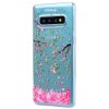 Samsung Galaxy S10 Cover TPU Gulddetaljer Motiv Fallande Lyserød Blad