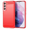 Samsung Galaxy S22 Cover Børstet Karbonfibertekstur Rød