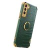 Samsung Galaxy S22 Cover Krokodillemønster Finger Ring Grøn