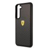 Samsung Galaxy S22 Cover Real Carbon Metal Logo Sort