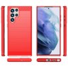 Samsung Galaxy S22 Ultra Cover Børstet Karbonfibertekstur Rød